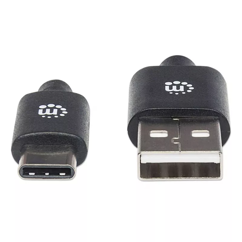 Manhattan USB-C to USB-A Cable, 1m, Male to Male, Black, 480 Mbps (USB 2.0), Hi-Speed USB, Lifetime Warranty, Equivalent to USB2AC1M