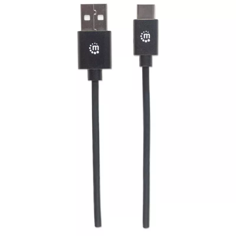Manhattan USB-C to USB-A Cable, 1m, Male to Male, Black, 480 Mbps (USB 2.0), Hi-Speed USB, Lifetime Warranty, Equivalent to USB2AC1M