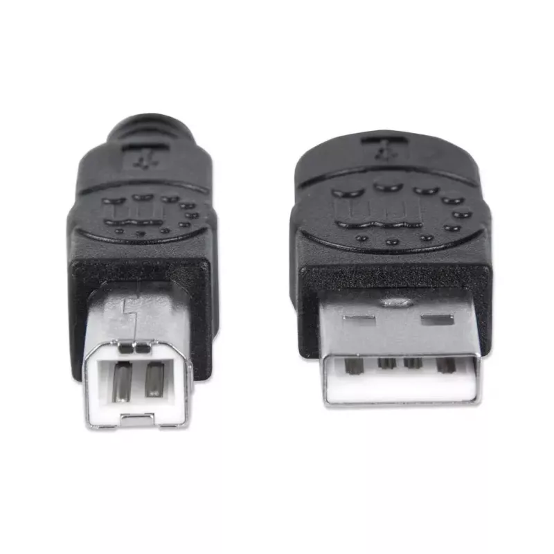 Manhattan USB-A to USB-B Cable, 5m, Male to Male, 480 Mbps (USB 2.0), Hi-Speed USB, Black, Lifetime Warranty, Equivalent to USB2HAB5M.