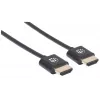 Manhattan HDMI Cable with Ethernet (Ultra Thin), 4K@60Hz (Premium High Speed), 0.5m, Male to Male, Black, Ultra HD 4k x 2k, Fully Shielded, Gold Plated Contacts, Lifetime Warranty