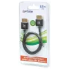 Manhattan HDMI Cable with Ethernet (Ultra Thin), 4K@60Hz (Premium High Speed), 0.5m, Male to Male, Black, Ultra HD 4k x 2k, Fully Shielded, Gold Plated Contacts, Lifetime Warranty