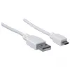Manhattan USB-A to Micro-USB Cable, 1.8m, Male to Male, 480 Mbps (USB 2.0), Hi-Speed USB, White, Lifetime Warranty