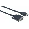 Manhattan HDMI to DVI-D 24+1 Cable, 3m, Male to Male, Black, Dual Link, Compatible with DVD-D, Lifetime Warranty, Equivalent to HDDVIMM3M
