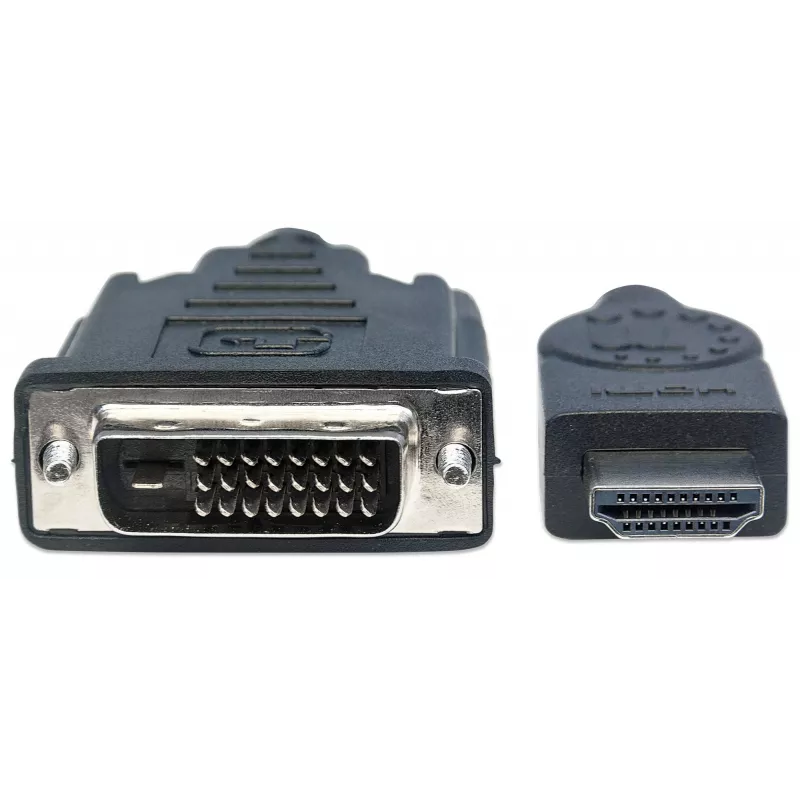 Manhattan HDMI to DVI-D 24+1 Cable, 3m, Male to Male, Black, Dual Link, Compatible with DVD-D, Lifetime Warranty, Equivalent to HDDVIMM3M