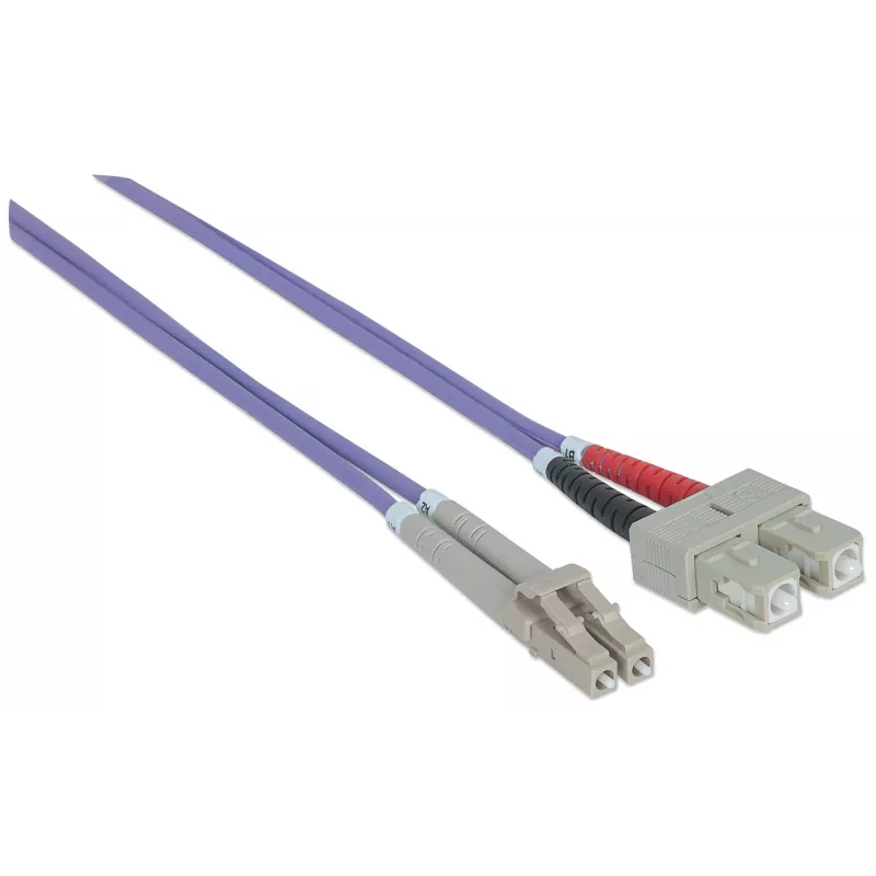 Intellinet Fiber Optic Patch Cable, OM4, LC/SC, 2m, Violet, Duplex, Multimode, 50/125 µm, LSZH, Fibre, Lifetime Warranty