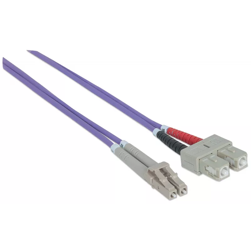 Intellinet Fiber Optic Patch Cable, OM4, LC/SC, 1m, Violet, Duplex, Multimode, 50/125 µm, LSZH, Fibre, Lifetime Warranty