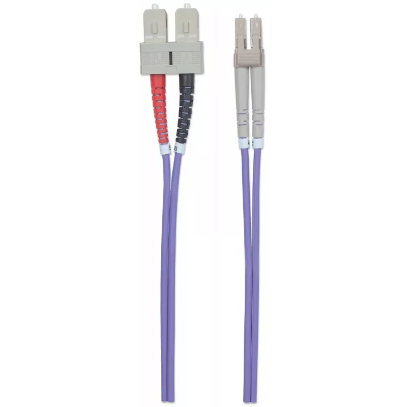 Intellinet Fiber Optic Patch Cable, OM4, LC/SC, 1m, Violet, Duplex, Multimode, 50/125 µm, LSZH, Fibre, Lifetime Warranty
