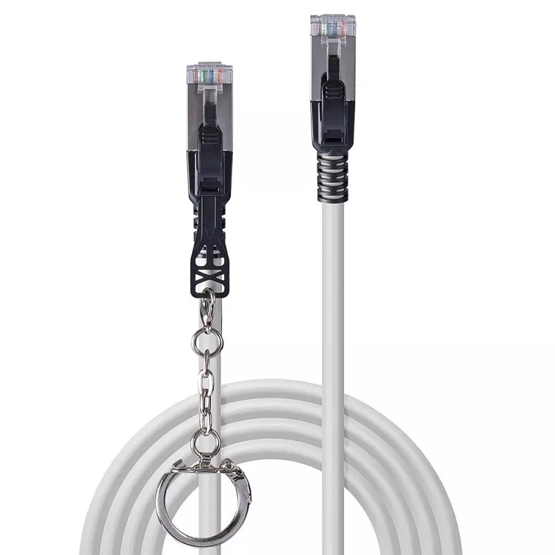 Lindy 0.3m Cat.6A S/FTP Locking Network Cable, Grey
