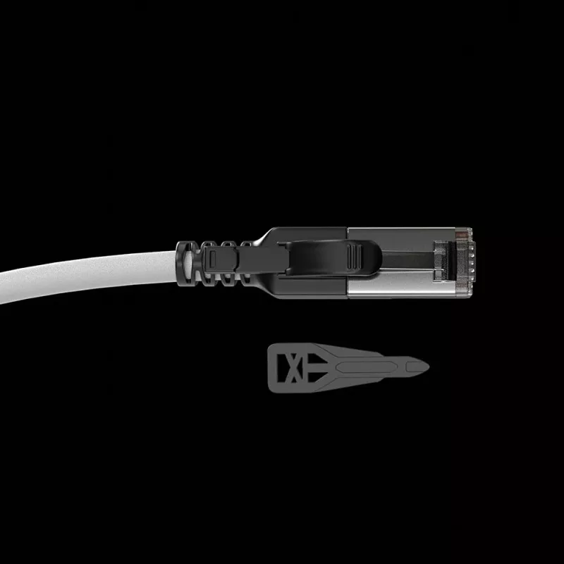 Lindy 0.3m Cat.6A S/FTP Locking Network Cable, Grey