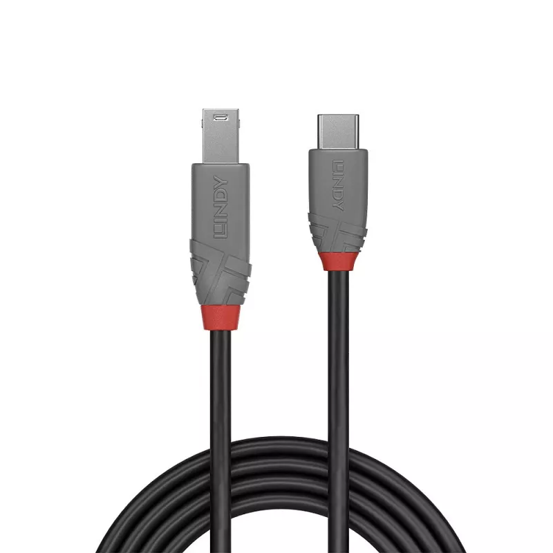 Lindy 0.5m USB 3.2 Type C to B Cable 5Gbps Black