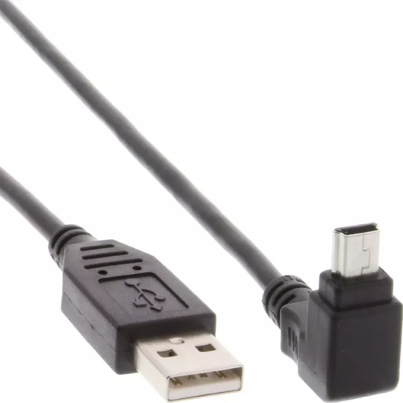Techly USB 2.0 Cable A Male / Mini B Male 90 ° 1.8 m Black ICOC MUSB-AA-018ANG