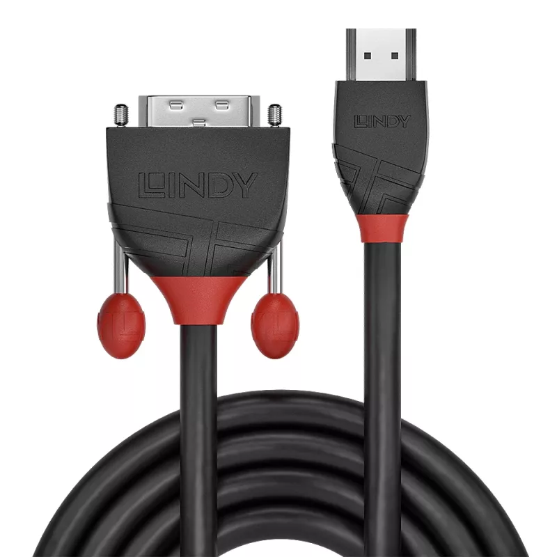Lindy 0.5m HDMI to DVI Cable, Black Line