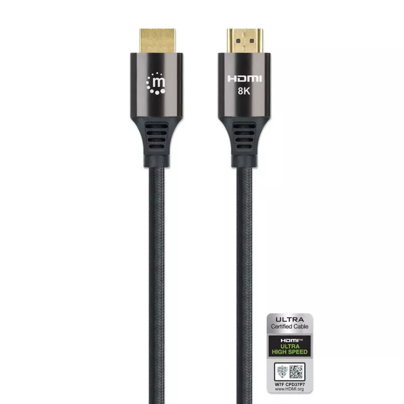 HDMI Cable Manhattan 8K@60Hz 1m Braided Male to Male Black