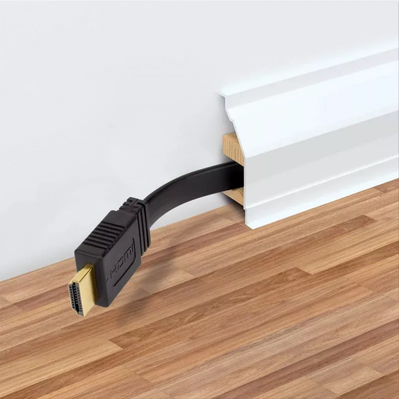 Manhattan HDMI Cable with Ethernet (Flat), 4K@60Hz (Premium High Speed), 5m, Male to Male, Black, Ultra HD 4k x 2k, Fully Shielded, Gold Plated Contacts, Lifetime Warranty