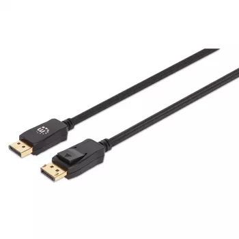 Manhattan DisplayPort 1.4 Cable, 8K@60hz, 3m, Braided Cable, Male to Male, With Latches, Fully Shielded, Black, Lifetime Warranty, Equivalent to DP14MM3M