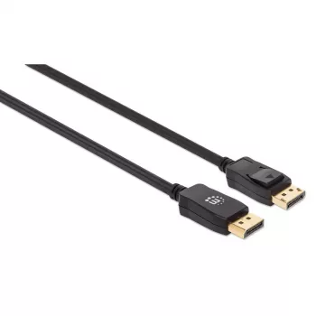 Manhattan DisplayPort 1.4 Cable, 8K@60hz, 3m, Braided Cable, Male to Male, With Latches, Fully Shielded, Black, Lifetime Warranty, Equivalent to DP14MM3M