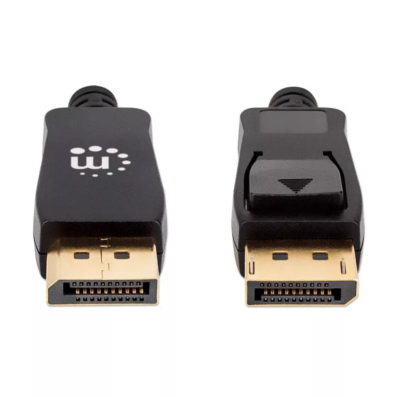 Manhattan DisplayPort 1.4 Cable, 8K@60hz, 3m, Braided Cable, Male to Male, With Latches, Fully Shielded, Black, Lifetime Warranty, Equivalent to DP14MM3M