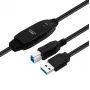 USB 3.2 Gen 1 A-B active cable MicroConnect 10 m, black, USB A to USB B