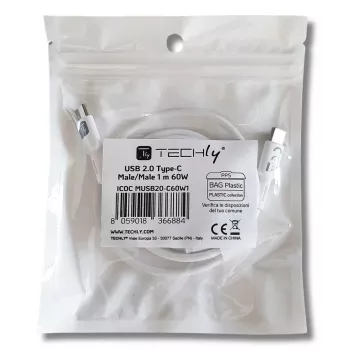 Techly ICOC-MUSB20-C60W1 USB cable USB 2.0 1 m USB C White