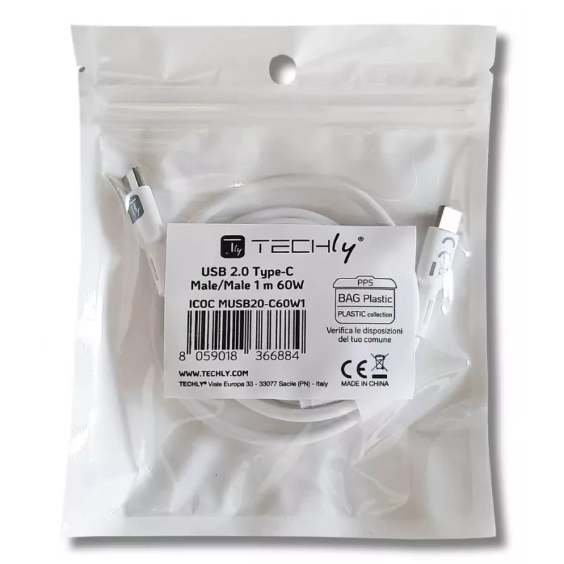 Techly ICOC-MUSB20-C60W1 USB cable USB 2.0 1 m USB C White