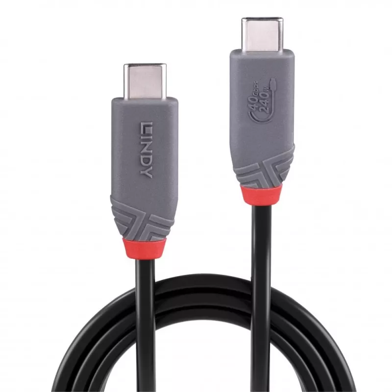 USB 4 Cable Lindy 2m 240W Type C 40 Gbit/s, USB4 Gen 3x2, black
