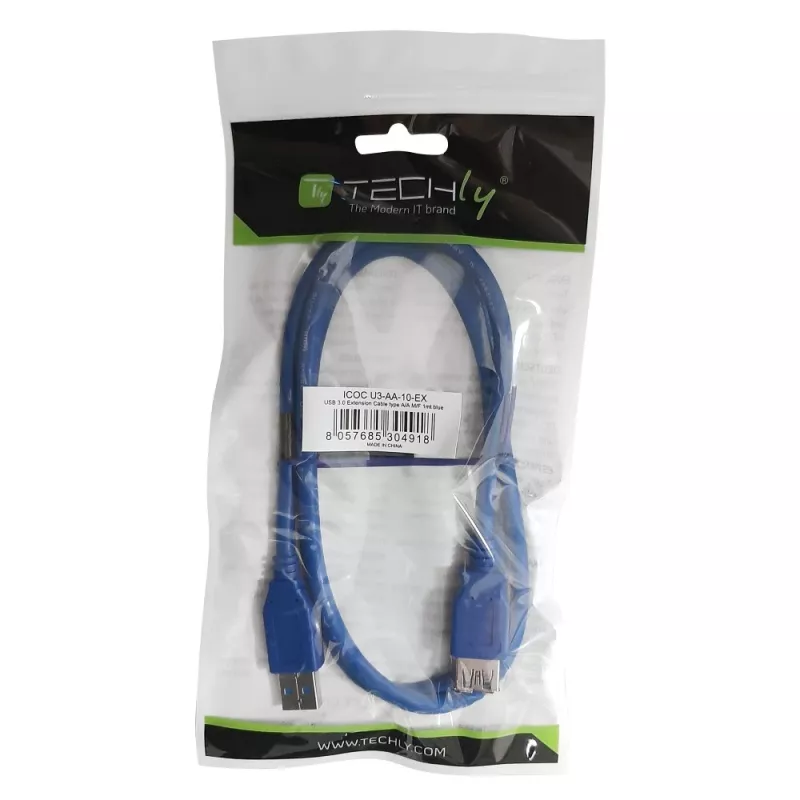 Techly USB 3.0 Extension Cable A Male / A Female 0.5m blue ICOC U3-AA-005-EX