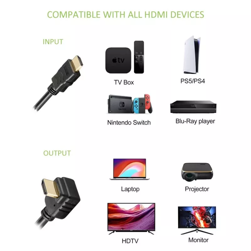 Techly 5m High Speed HDMI Cable with Ethernet A/A M/M Angled Black ICOC HDMI-LE-050