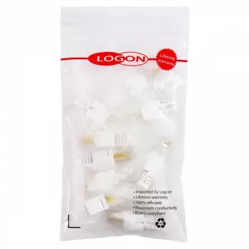 Wire connector LOGON TWP8P8TP RJ-45 Cat5e, transparent/white/yellow, pack of 10