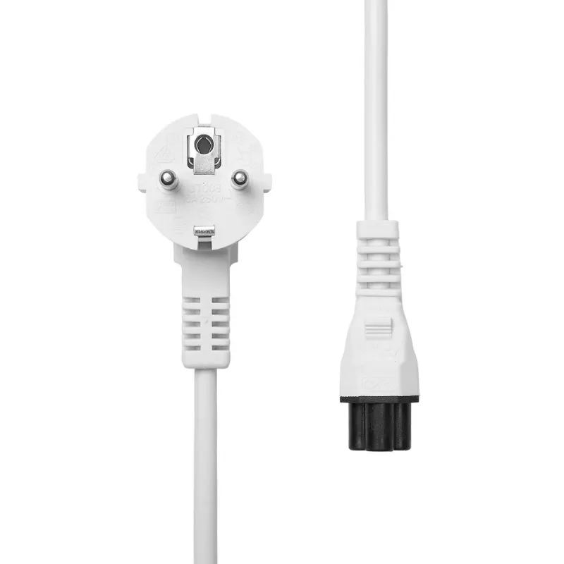 ProXtend Angled Type F Schuko to C5 Power Cable White 5m