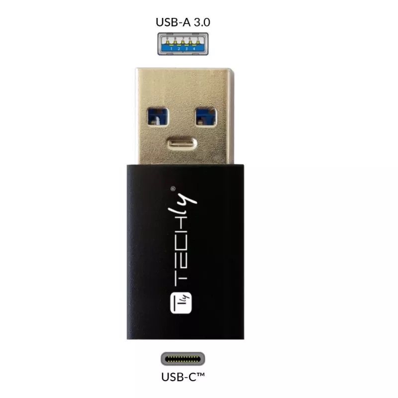 USB Gender Changer Techly IADAP USB3-AFT USB A to USB C Black