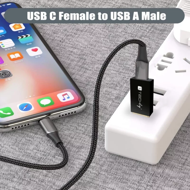 USB Gender Changer Techly IADAP USB3-AFT USB A to USB C Black