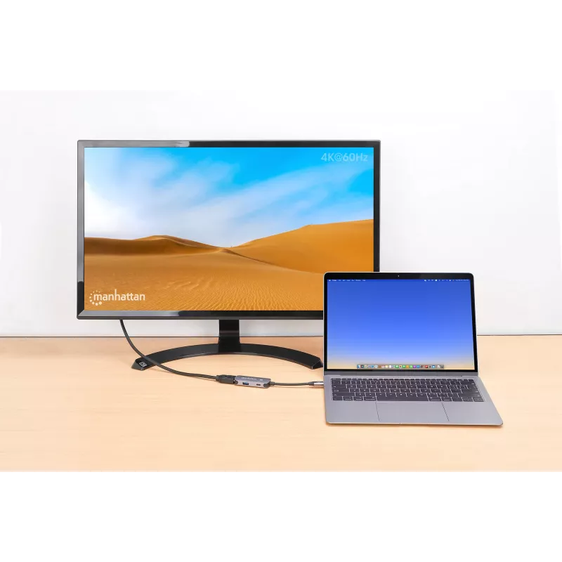 Manhattan USB-C Dock/Hub HDMI USB-A USB-C 100W Power Delivery 4K 60Hz