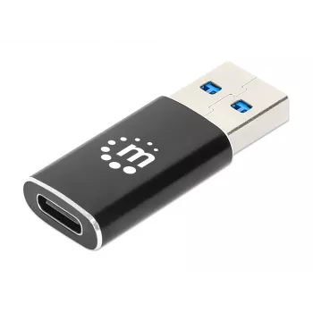 Manhattan USB-C to USB-A Adapter, Female to Male, 10 Gbps (USB 3.2 Gen2 aka USB 3.1), SuperSpeed+ USB, Black, Lifetime Warranty