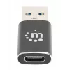 Manhattan USB-C to USB-A Adapter, Female to Male, 10 Gbps (USB 3.2 Gen2 aka USB 3.1), SuperSpeed+ USB, Black, Lifetime Warranty