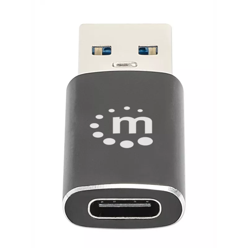 Manhattan USB-C to USB-A Adapter, Female to Male, 10 Gbps (USB 3.2 Gen2 aka USB 3.1), SuperSpeed+ USB, Black, Lifetime Warranty
