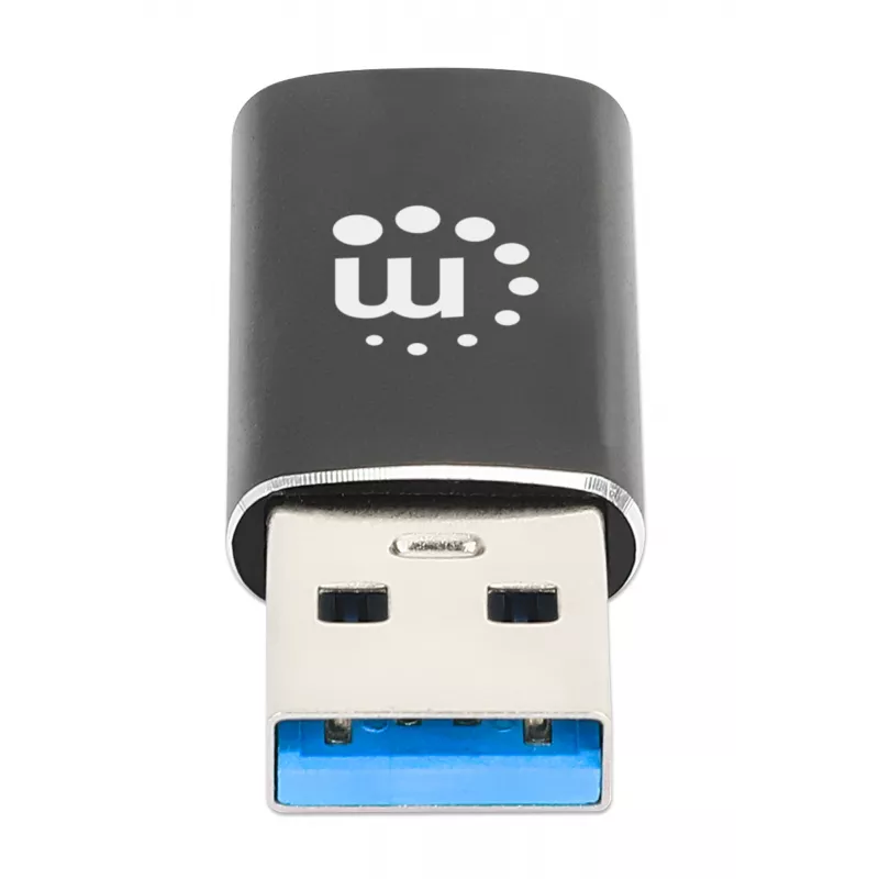 Manhattan USB-C to USB-A Adapter, Female to Male, 10 Gbps (USB 3.2 Gen2 aka USB 3.1), SuperSpeed+ USB, Black, Lifetime Warranty