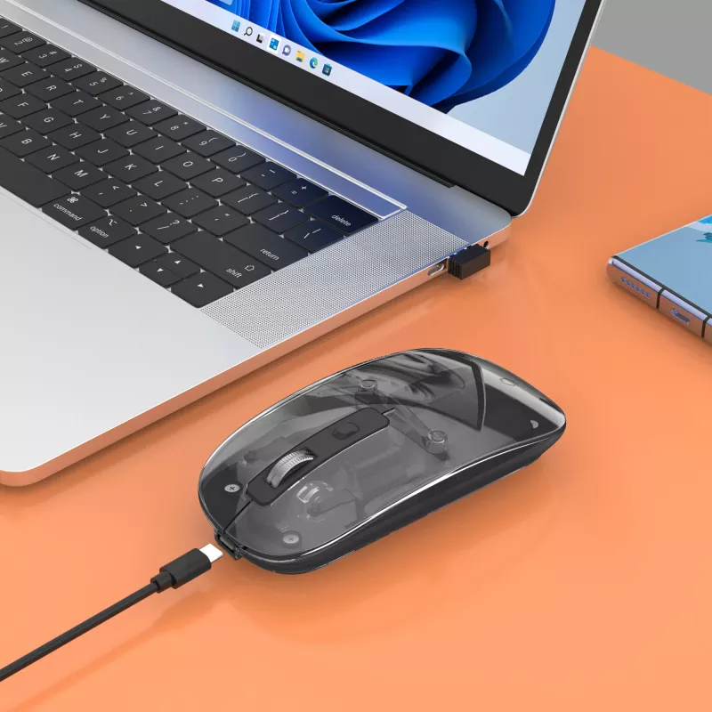 Wireless Mouse Manhattan Transparent Rechargeable USB