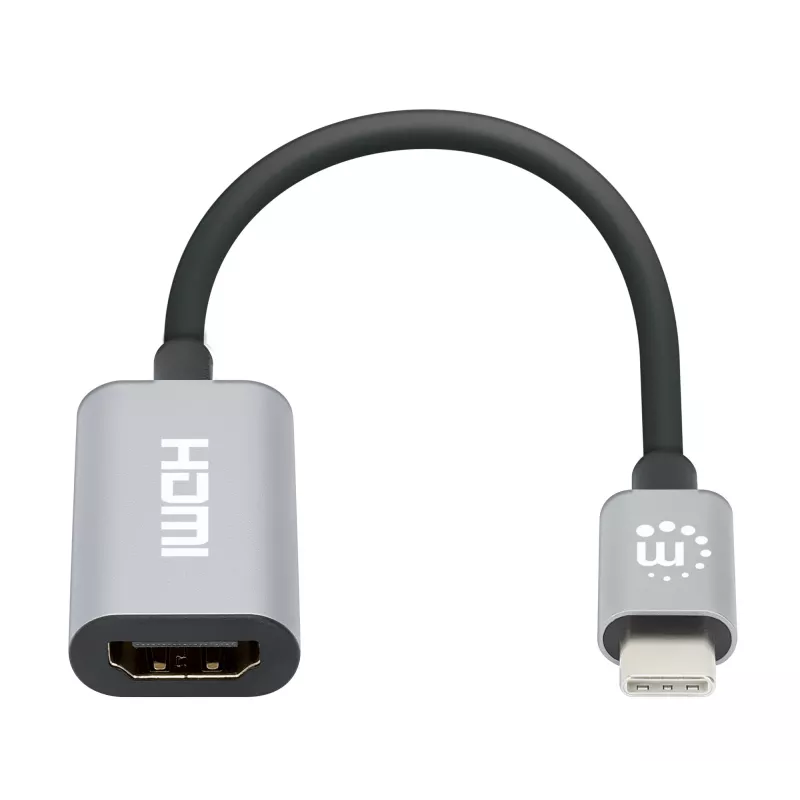 Manhattan USB-C to HDMI Cable, 4K@60Hz, 5 Gbps (USB 3.2 Gen1 aka USB 3.0), 11cm, Male to Male, Black/Silver, Three Year Warranty