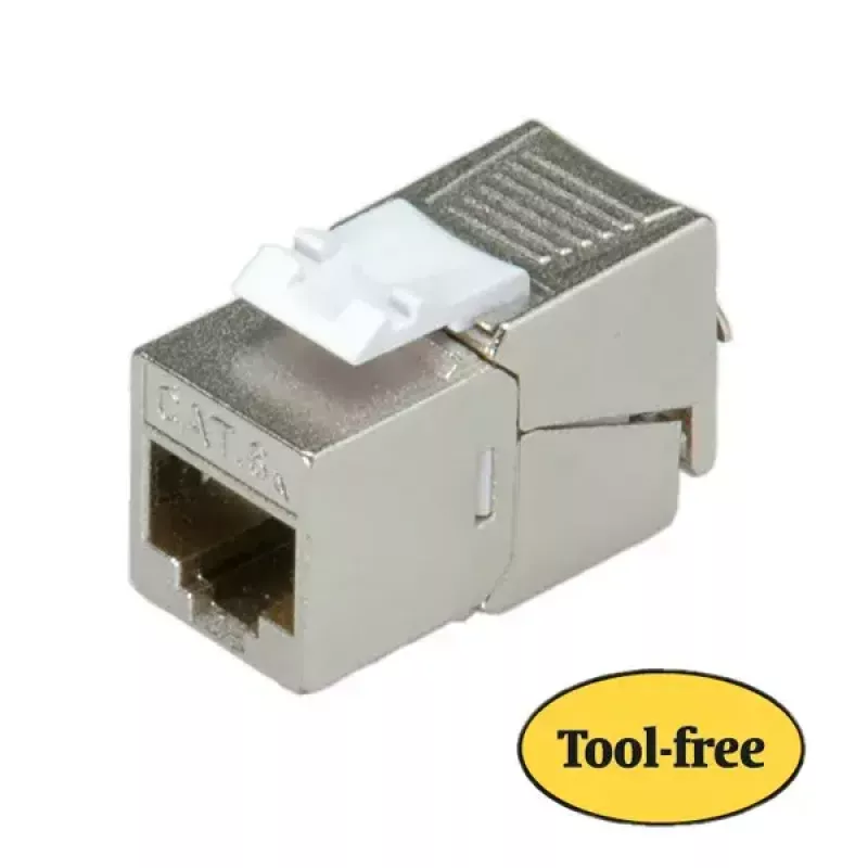 Keystone Jack ROLINE Cat.6a RJ-45 Shielded Toolless SLIM Silver