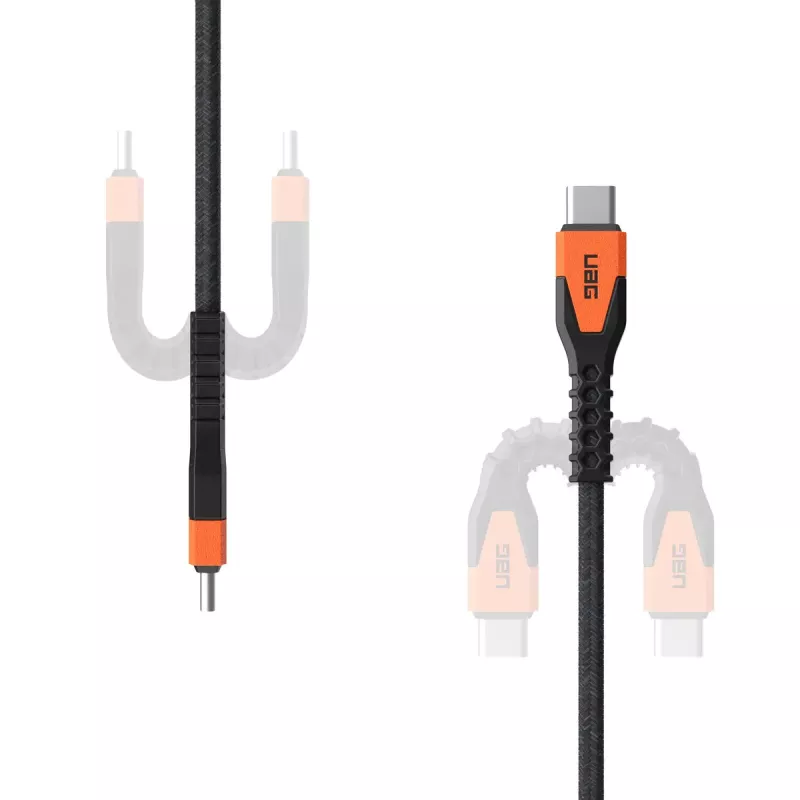 USB-C to USB-C Power Cable Eaton 1.5 m — Kevlar Core, USB 2.0, Black/Orange