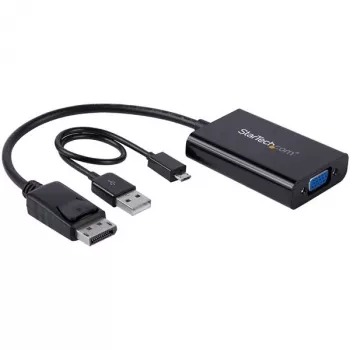 StarTech.com DisplayPort to VGA Adapter with Audio, 0.184 m, 1920 x 1200 pixels, 1080p, Black, Active video converter, 0 - 70 °C