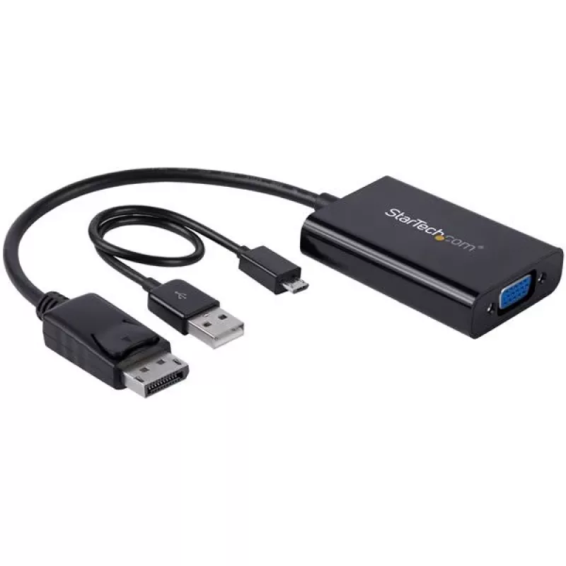 StarTech.com DisplayPort to VGA Adapter with Audio, 0.184 m, 1920 x 1200 pixels, 1080p, Black, Active video converter, 0 - 70 °C