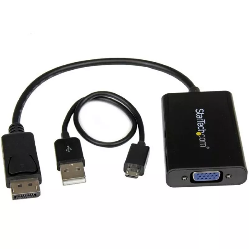 StarTech.com DisplayPort to VGA Adapter with Audio, 0.184 m, 1920 x 1200 pixels, 1080p, Black, Active video converter, 0 - 70 °C