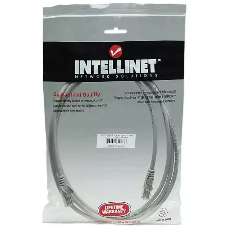 Intellinet Network Patch Cable, Cat5e, 15m, Grey, CCA, U/UTP, PVC, RJ45, Gold Plated Contacts, Snagless, Booted, Lifetime Warranty