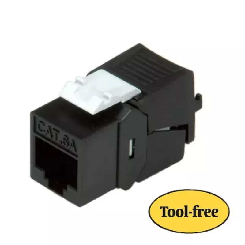 Keystone Jack ROLINE Cat. 6a RJ-45 unshielded toolless SLIM black