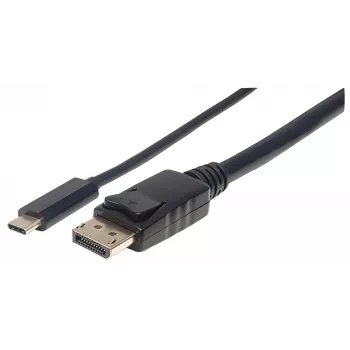 Manhattan USB-C to DisplayPort Cable, 4K@60Hz, 1m, Male to Male, Black, Not Bi-Directional, Three Year Warranty, Equivalent to CDP2DP1MBD