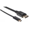 Manhattan USB-C to DisplayPort Cable, 4K@60Hz, 1m, Male to Male, Black, Not Bi-Directional, Three Year Warranty, Equivalent to CDP2DP1MBD