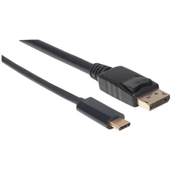 Manhattan USB-C to DisplayPort Cable, 4K@60Hz, 1m, Male to Male, Black, Not Bi-Directional, Three Year Warranty, Equivalent to CDP2DP1MBD