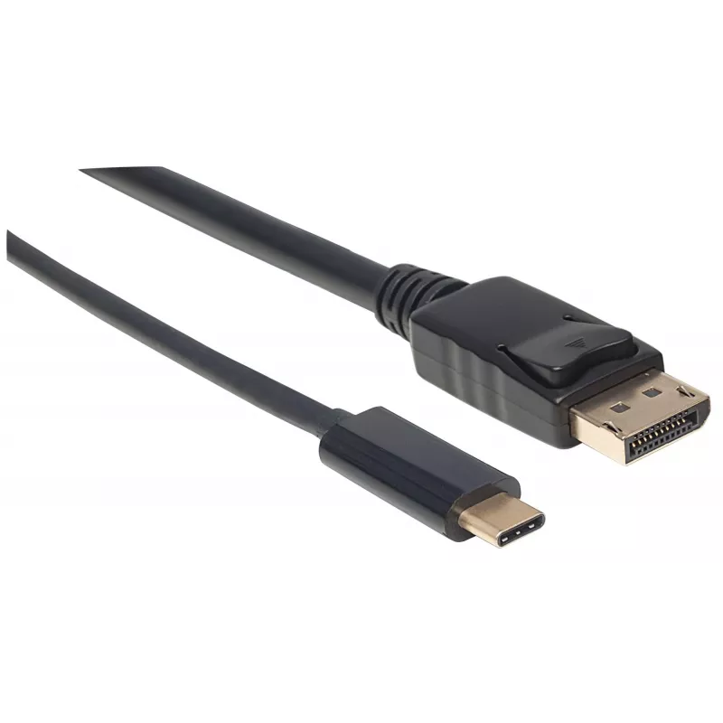 Manhattan USB-C to DisplayPort Cable, 4K@60Hz, 1m, Male to Male, Black, Not Bi-Directional, Three Year Warranty, Equivalent to CDP2DP1MBD