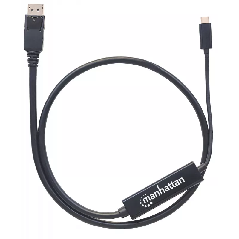 Manhattan USB-C to DisplayPort Cable, 4K@60Hz, 1m, Male to Male, Black, Not Bi-Directional, Three Year Warranty, Equivalent to CDP2DP1MBD